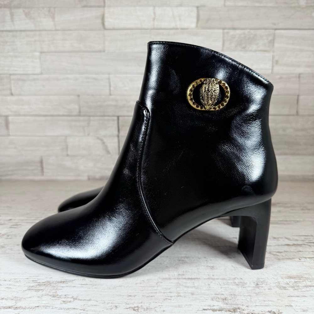 Kurt Geiger London Black Chelsea Square Toe Eagle Head Leather Boots 36.5 -6.5US - Picture 6 of 15